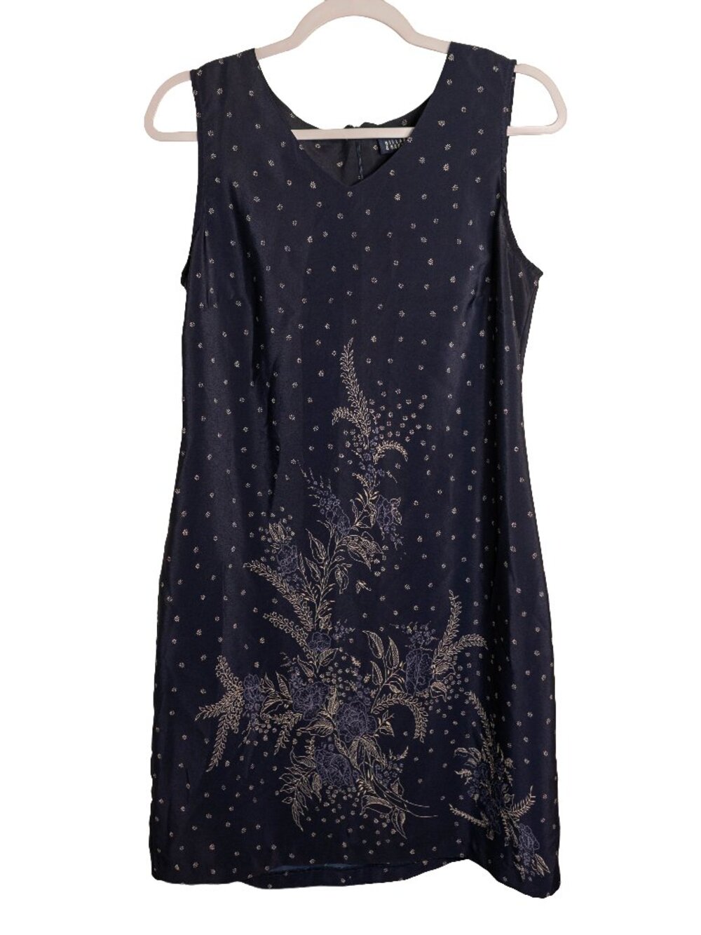 Vintage Hillard & Hanson Navy Floral Sheath Dress - Sleeveless - Size 12